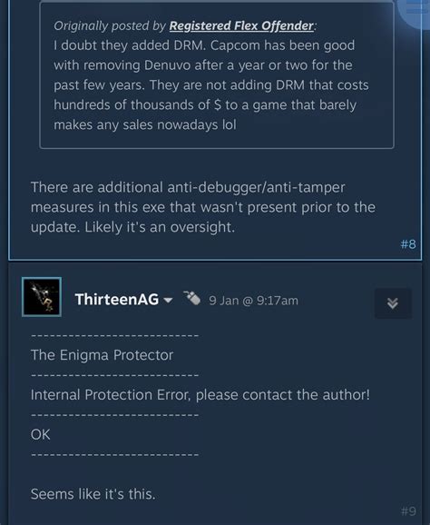 Capcom is adding DRM Enigma Protector to their back catalog of .